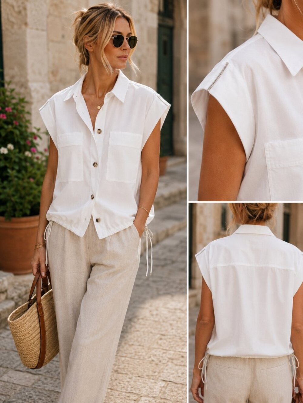 Peserico Italy White Utility Poplin Shirt Jacket Punto Luce Size 42